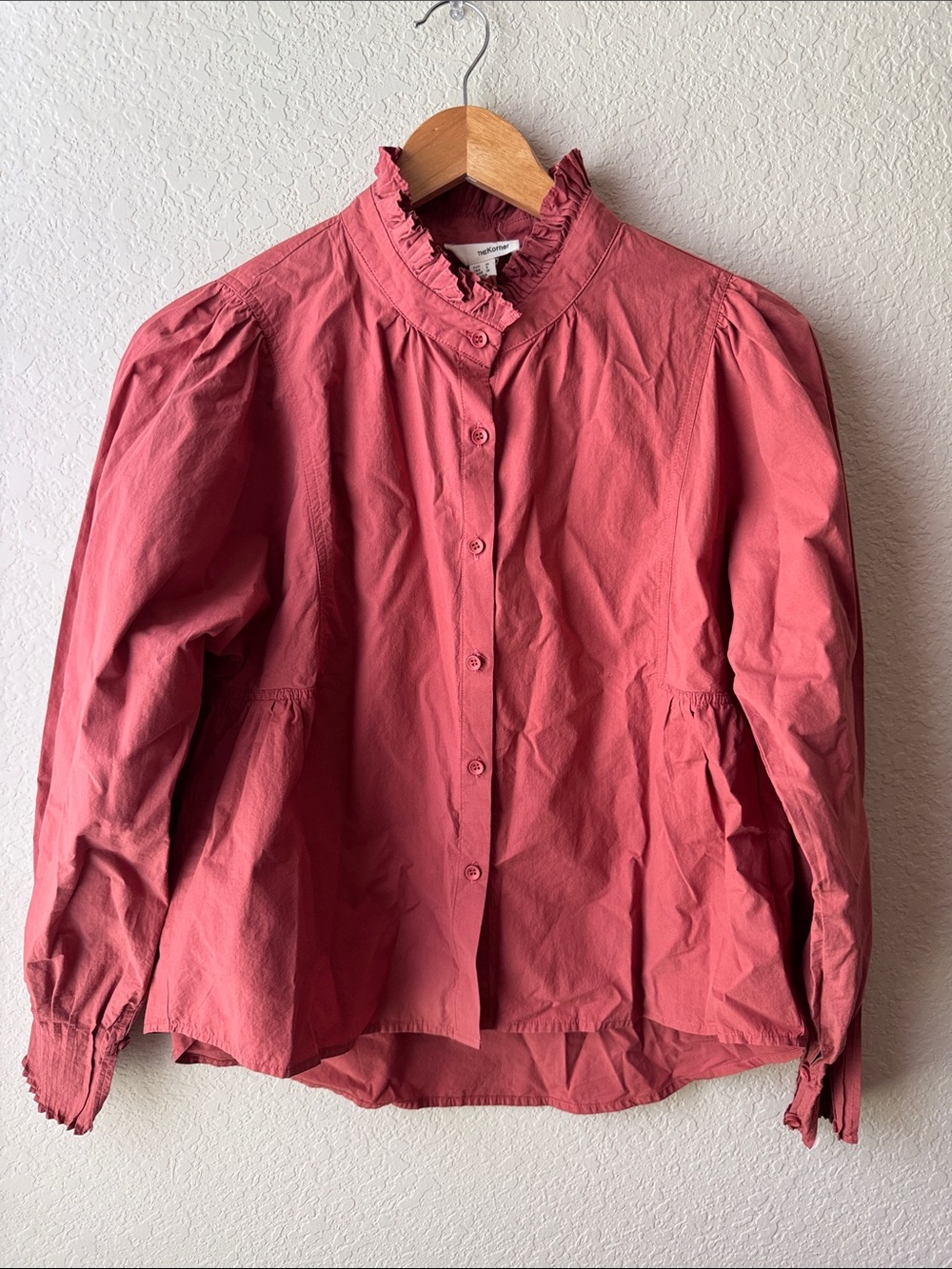 Anthropologie Ruffle Collar Button-Down Shirt